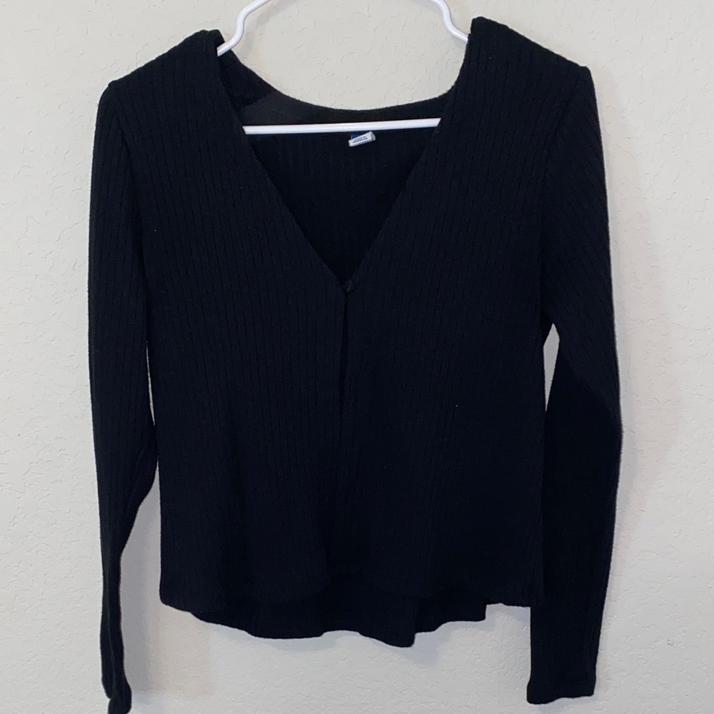 Old Navy Black Ribbed Long Sleeve Top